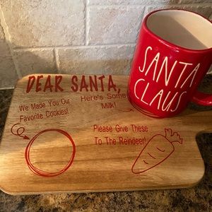 Rae Dunn Santa mug and Santa tray